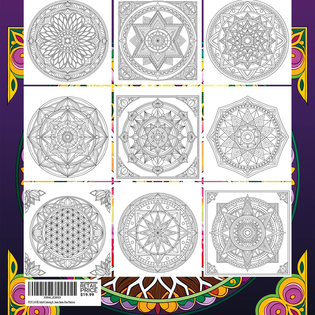 FUN LAVIE Adult Coloring Book 32 Sacred Geometry Mandala Coloring Books for Adults Relaxation and Stress Relief, Featuring Flower of Life, Metatron's Cube & Mindfulness Orgonite Patterns, Spiral Bound FUN LAVIE
