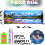 Bimkole Large Diamond Art Kits for Adults Lake, Full Drill 5D DIY Rhinestone Embroidery Set Paint with Diamonds Art Landscape by Number Kits Cross Stitch Home Wall Craft Decoration 31.5x11.81 Inch Bimkole