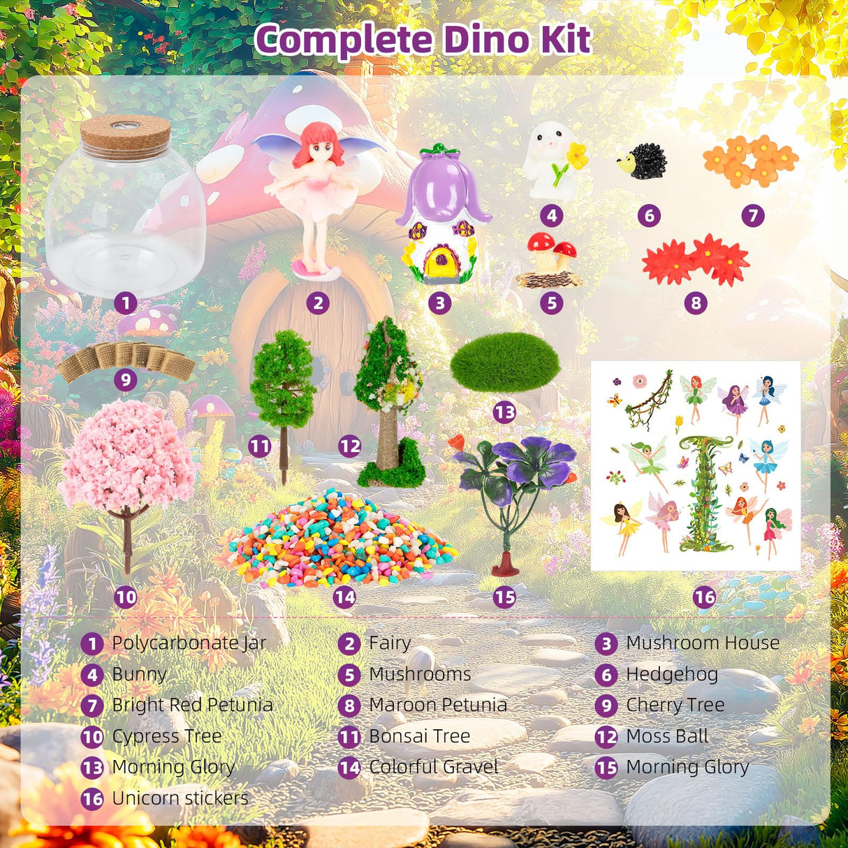 Fairy Garden Light Up Terrarium – DIY Craft Kit with LED for Girls Ages 4-8 | STEM & Art Gift for Kids, Ideal for Birthday or Holiday Ednzion