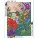 DPHERO Hummingbird Diamond Painting Kits for Beginners Adults,5D DIY Colourful Flowers Diamond Art Kits,Round Full Drill Diamond Painting Art,DIY Painting by Numbers Diamond Art Painting 12x16 inch DPHERO
