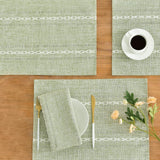 Wracra Cotton Linen Placemats, 12 x 18 Inch Set of 4 Fete Placemats Rustic Hemstitch Place Mats for Kitchen Table and Heat Resistant-Sage Green Wracra