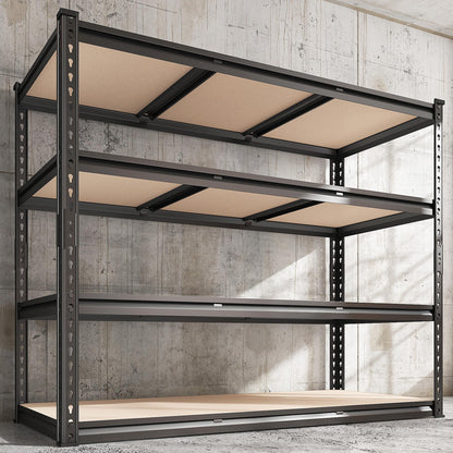 REIBII 48.2" W Garage Shelving, 2000LBS Storage Shelves Heavy Duty Shelving, 4 Tier Adjustable Metal Shelves for Garage Shelves Storage Rack Sturdy Industrial Shelving Unit, 60" H x 48.2" W x 18.2" D