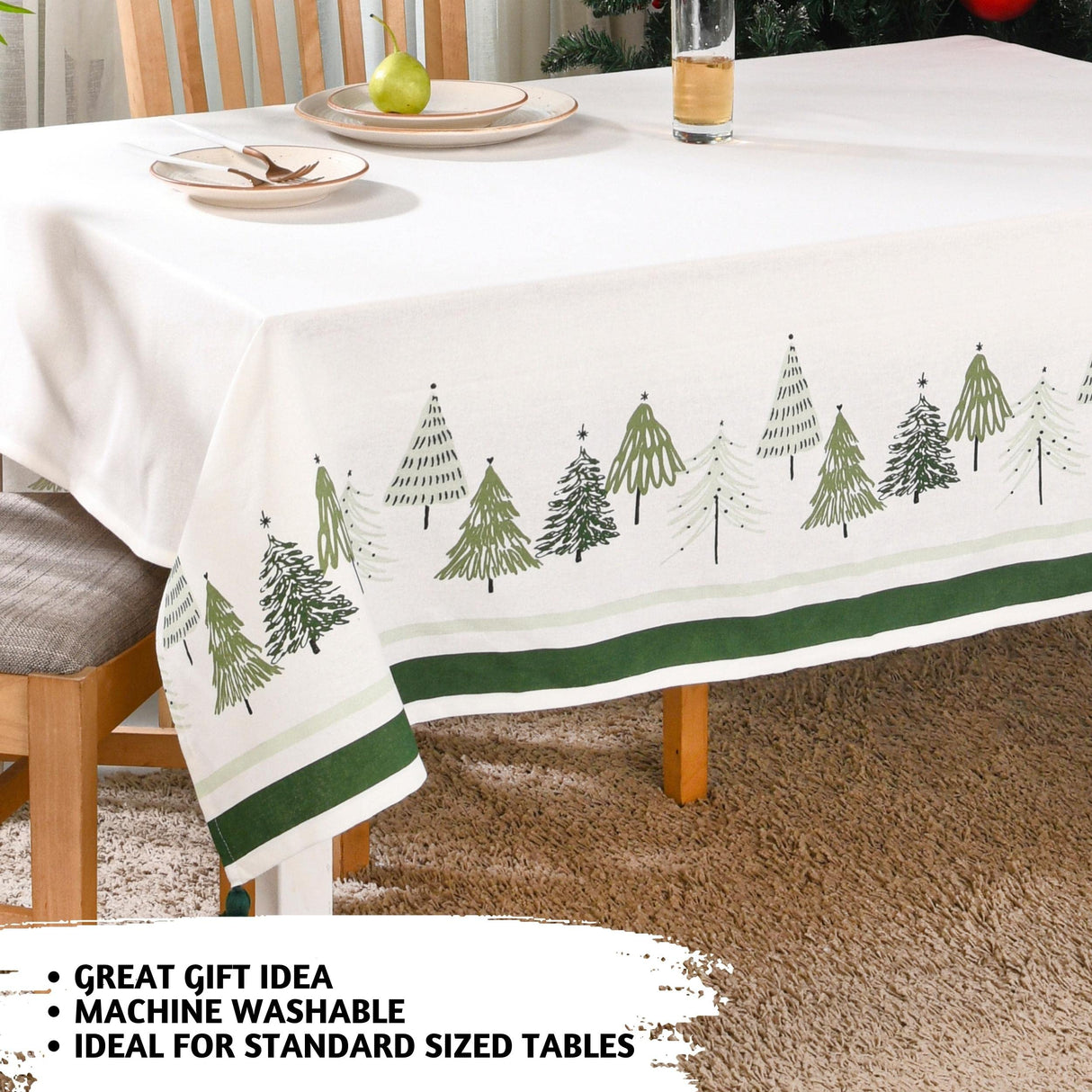 Folkulture Christmas Tablecloth or Dining Table Cover, 60 x 72 Inches, 100% Cotton Rectangle Tablecloth or Green Table Cloth for Christmas Decorations, Long Table Cloth Rectangle, (A Christmas Story) Folkulture