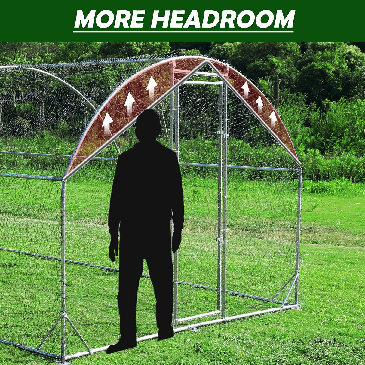 Large Metal Chicken Coop Upgrade Tri-Supporting Wire Mesh Chicken Run,Chicken Pen with Water-Resident and Anti-UV Cover,Duck Rabbit House Outdoor(9'W x 13'L x 6.5'H) Betterhood