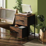 WLIVE Night Stand, Small 2 Drawer Dresser, Nightstand with Fabric Bins for Bedroom, Closet, Dorm, Rustic Brown Wood Grain Print, 11.8" D x 15.7" W x 20.9" H WLIVE