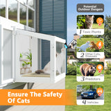 Yardenaler Cat Window Box, Adjustable Window Cat Perch Catio, Wooden Window Catio for Indoor Cats, Fits Vertical Window Frames 26" to 42" Wide, Sunbathing, Napping, Overlooking, White Yardenaler