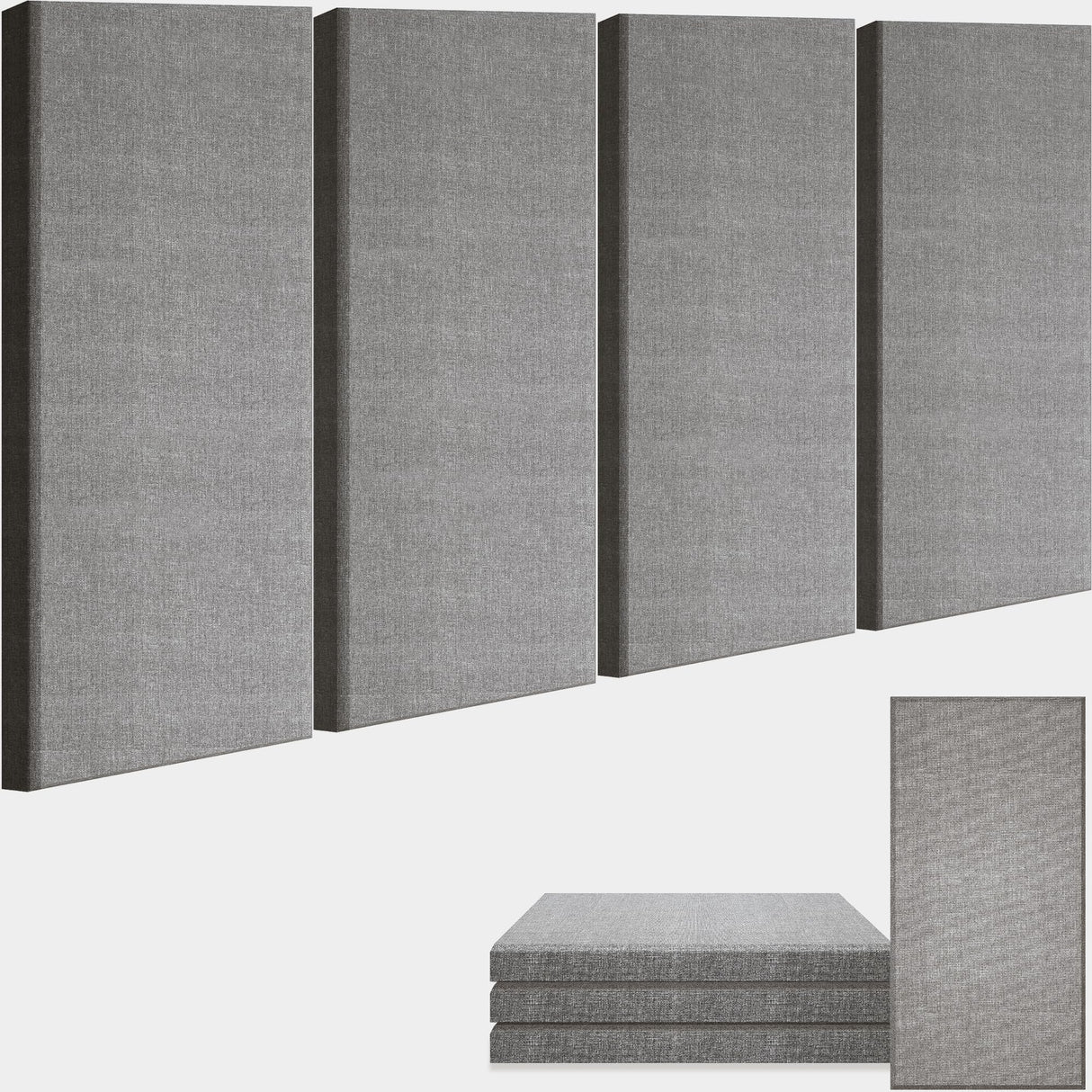 BUBOS 4 PCS Acoustic Panels,24''x12'' Fabric Soundproof Wall Panels,Self-adhesive Sound Absorbing Panels for Studios, Office, Home Theater (Dark Grey) BUBOS