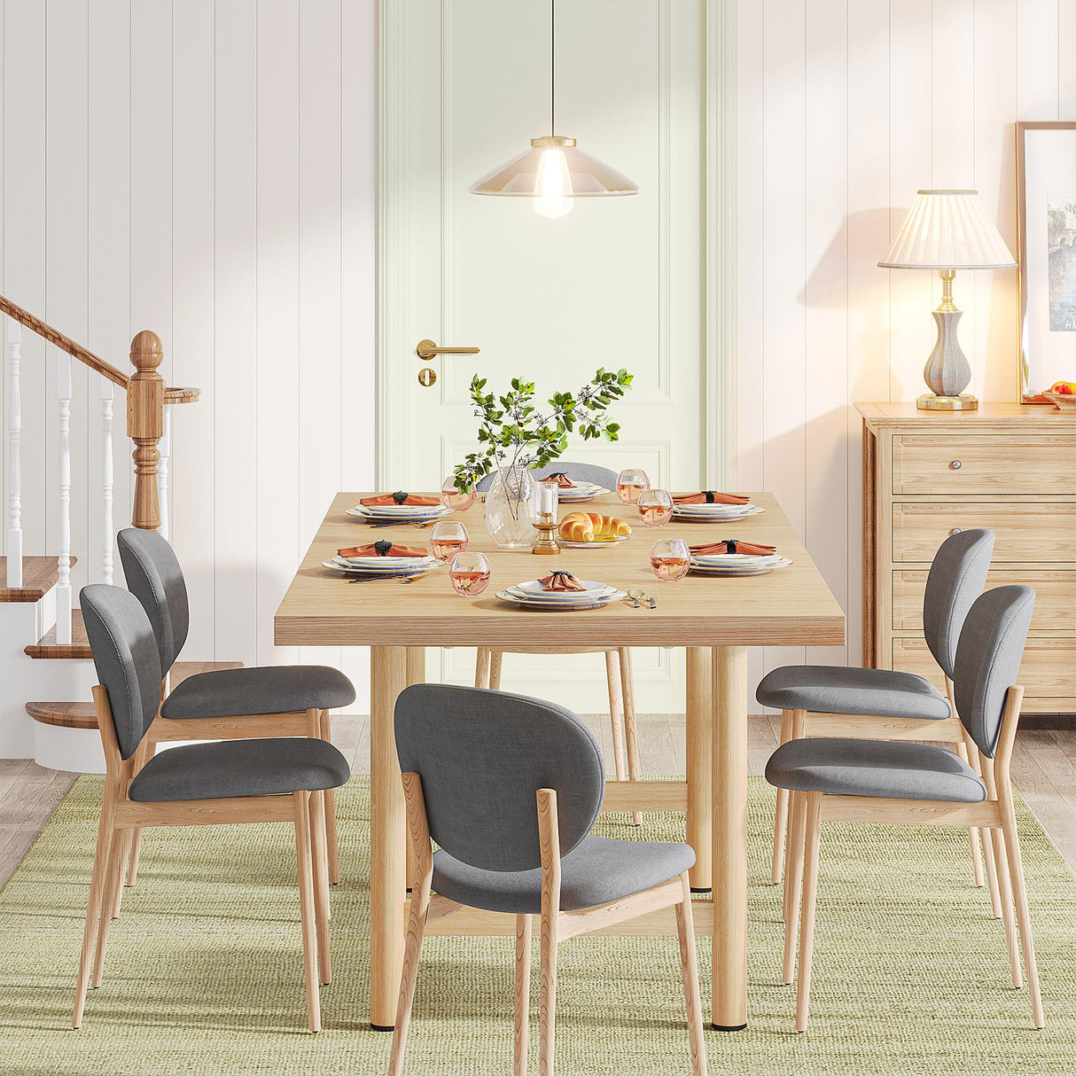 Tribesigns Kitchen Dining Table Wood: 63 Inches Rectangular Dining Room Table for 6, Farmhouse Dinner Table with Heavy Duty Metal Legs for Kitchen, Dining Room, Small Space Tribesigns