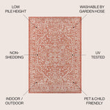 JONATHAN Y Boho Medallion Indoor Outdoor Area Rug 8X10 Red/Taupe, Malta Textured Weave for Backyard, Patio, Porch, Easy-Cleaning, High Traffic, Pet-Friendly, Non-Shedding (SMB104A-8) JONATHAN Y