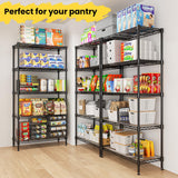 RackBro 72" H Storage Shelves 5 Tier Wire Shelving with Shelf Liners, Adjustable Metal Garage Shelving, 1325LBS Heavy Duty Commercial Storage Rack for Pantry Kitchen, 35" W x 16" D x 72" H, Black RackBro