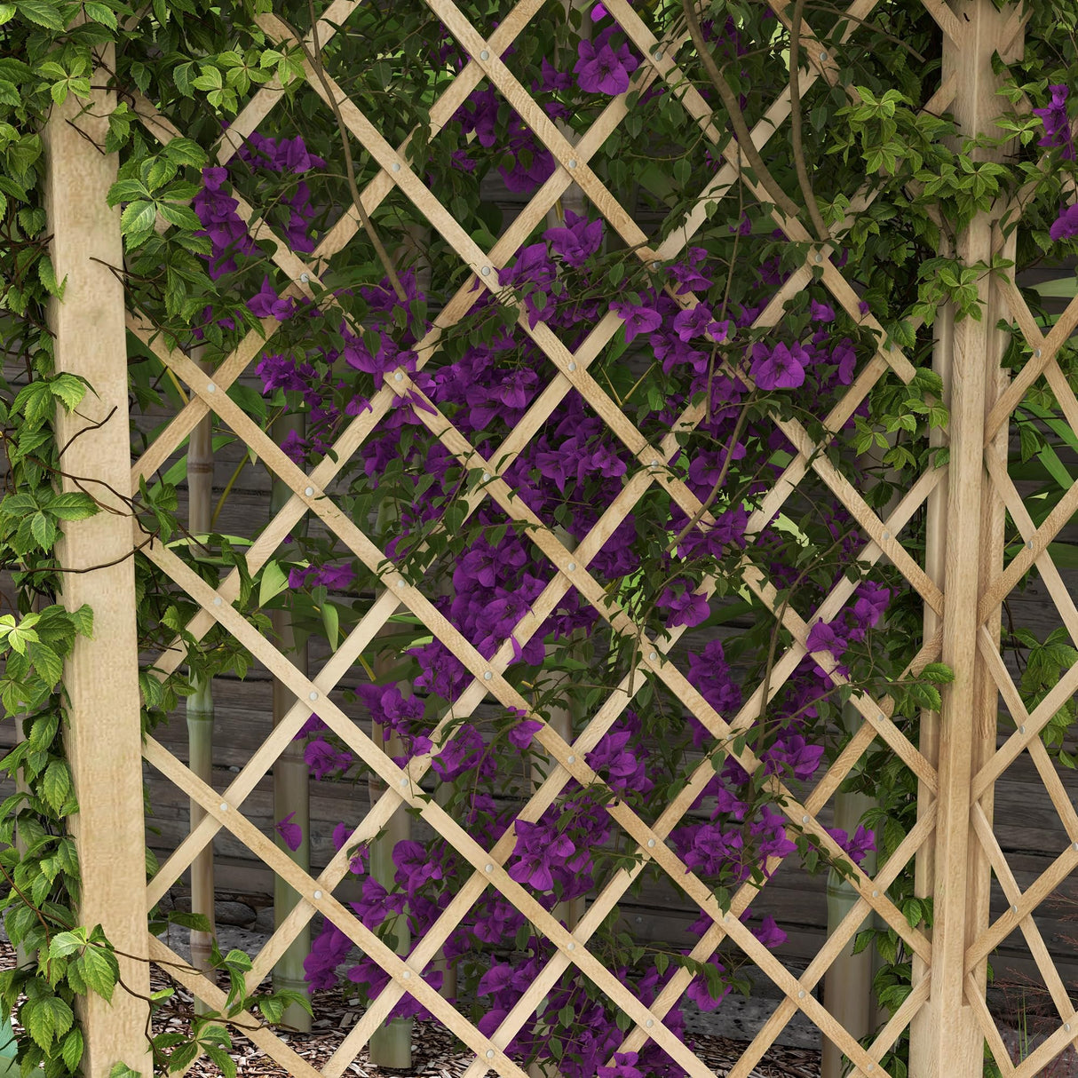 Outsunny 55" Garden Arch Bench, Wooden Trellis Park Bench for Outside with Slatted Seat, Lattice Backrest for Climbing Plants & Vines Outside On Lawn, Porch, Deck, Natural Outsunny