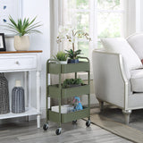 SunnyPoint 3-Tier Delicate Compact Rolling Metal Storage Organizer - Mobile Utility Cart Kitchen/Under Desk Cart with Caster Wheels (Army, Compact (15.5" X 26.8" X 10.27")) SunnyPoint