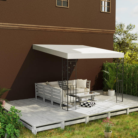 Outsunny 10' x 10' Outdoor Pergola Canopy, Metal Patio Canopy with Weather-Resistant Fabric and Drainage Holes for Backyard, Garden, Porch, Beach, Cream White Outsunny
