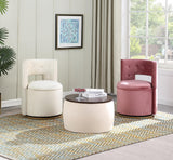 25'' Round Ottoman with Storage, Modern Velvet Circle Ottoman with Wooden Lid, Living Room Couch Side Table for Low Tea, Square Foot Stool Included (Beige) Tassullo