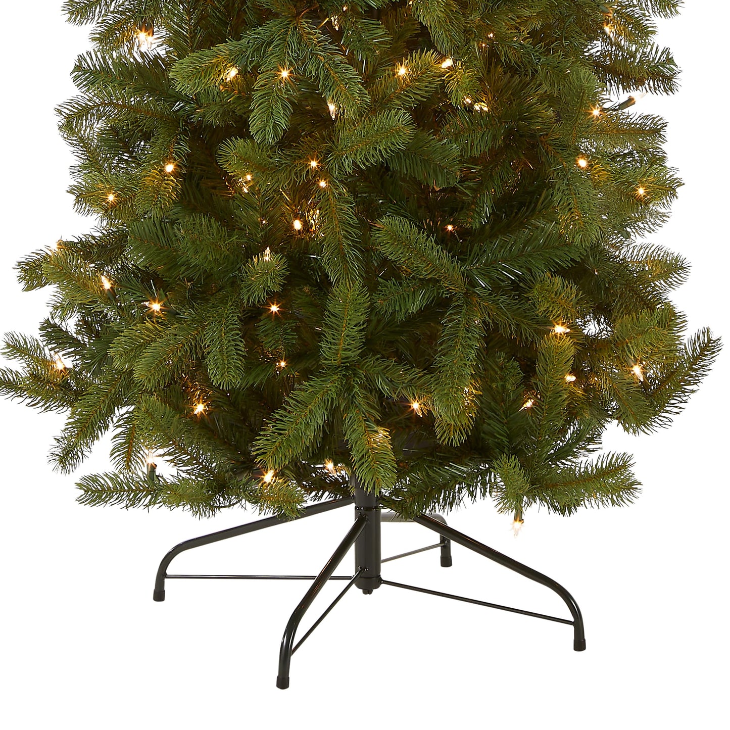 National Tree Company Pre-Lit 'Feel Real' Artificial Slim Downswept Christmas Tree, Green, Douglas Fir, White Lights, Includes Stand, 7.5 feet