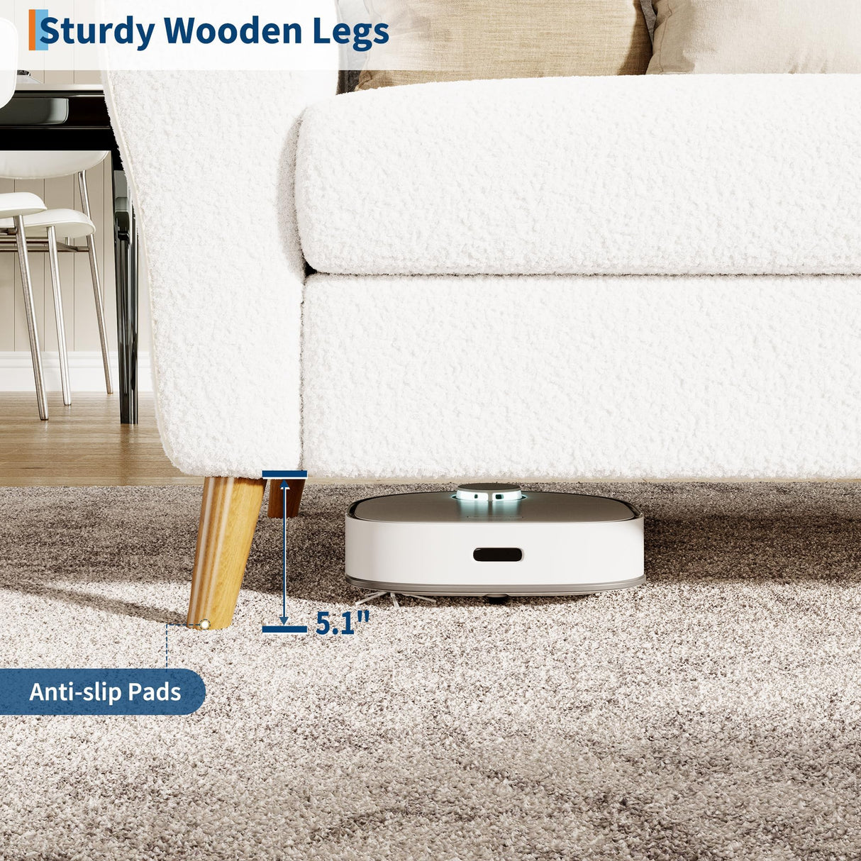 IDEALHOUSE 84 Inch Modern Sofa Couch, Large 3-Seater Sofa with Streamlined Armrests, Boucle Loveseat Wood Feet, Comfy Couch for Living Room, Apartment, Lounge, Beige IDEALHOUSE