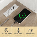 DWVO Bakers Rack Microwave Stand Cabinet with Trash Can Bin Cabinet and Power Outlet 6-Tiers Farmhouse Kitchen Tall Thickened Coffee Bar Table Station with Storage Shelf, White DWVO