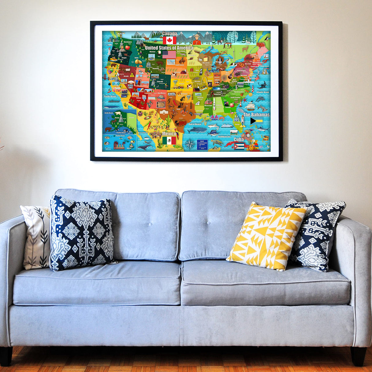 Think2Master Colorful United States Map 100 Pieces Jigsaw Puzzle Fun Educational Toy for Kids, Adults, School & Families. Great Gift for Boys & Girls Ages 4-8 to for Learning USA.23.4” X 16.5” THINK2MASTER