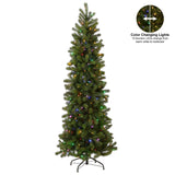 National Tree Company Pre-Lit 'Feel Real' Artificial Slim Downswept Christmas Tree, Green, Douglas Fir, Dual Color LED Lights, Includes PowerConnect and Stand, 6.5 feet National Tree Company