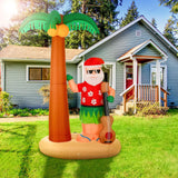 Liliful 8 Ft Tall Christmas Santa Inflatable Outdoor Decorations Hula Santa Claus on Beach Palm Tree Outdoor Xmas Blow Up Yard Decoration with LED Lights for Christmas Party Outdoor Garden Lawn Patio Liliful
