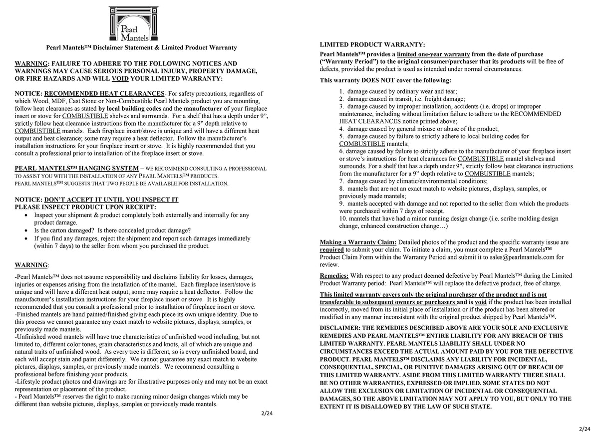 Pearl Mantels ARYB48515 Furniture for Your Fireplace, Premium Grade A MDF Mantel Surround, Crisp White Paint, Interior Opening 48" W x 42" H Pearl Mantels