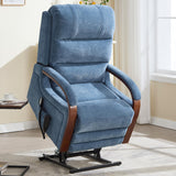 Trustyue Dual Motor Power Lift Recliner Chair, Lift Chair with Massage and Heat for Elderly, Lay Flat Recliner, Standing Assistance, Infinite Position Reclining, Living Room Chair, Chenille, Blue Trustyue