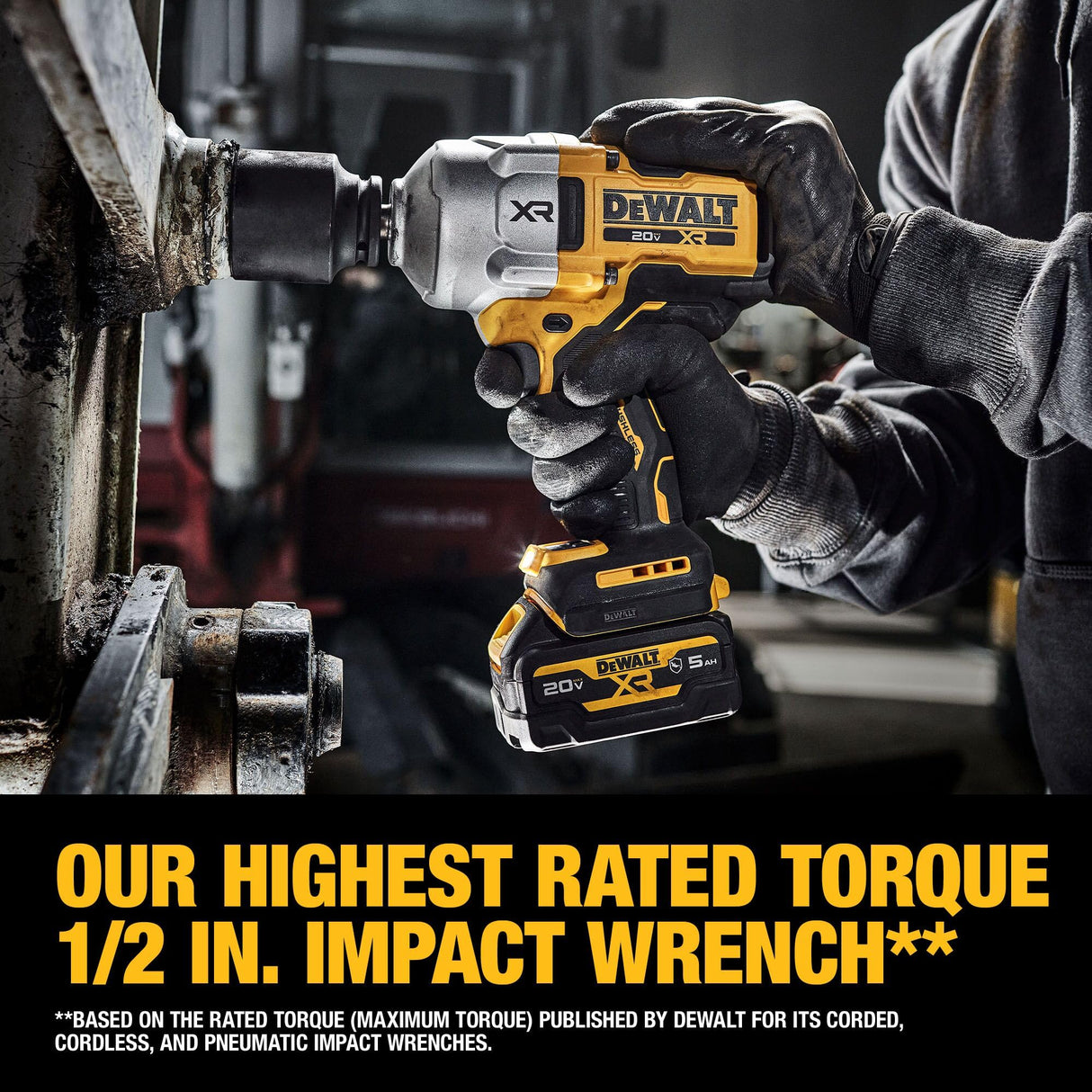 DEWALT 20V MAX XR 1/2 Inch Cordless Impact Wrench Kit with Hog Ring Anvil, Battery and Charger Included (DCF961GP1) DEWALT