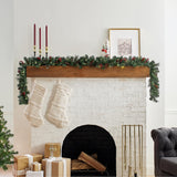 National Tree Company Pre-Lit Artificial Christmas Garland, Green, Crestwood Spruce, White Lights, Decorated with Pine Cones, Berry Clusters, Battery Operated, Christmas Collection, 9 Feet National Tree Company
