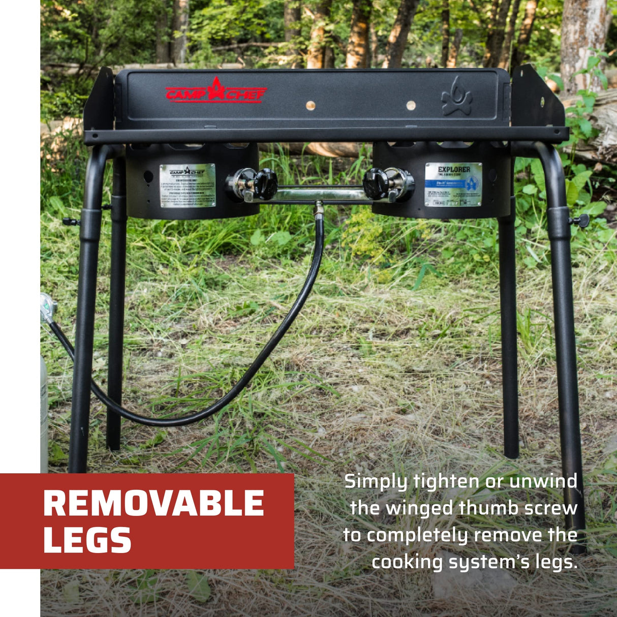 Camp Chef Explorer Two-Burner Stove - Portable Camping Cooking Stove for Outdoor Cooking - 448 Sq In Cooking Area - 14" Camp Chef