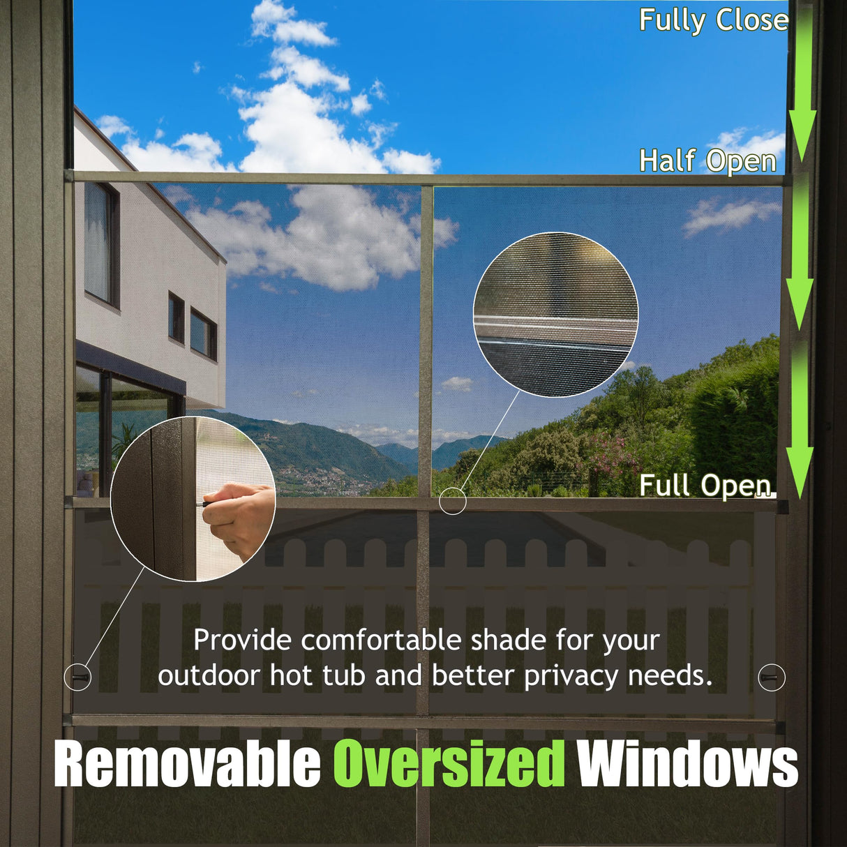 Domi 12x14FT Wall Mounted Sunroom, All-Season Solarium with Front Door & Side Entrance, Galvanized Steel Sloping Roof&Moveable PVC Screen, Outdoor Permanent Sun Room Lean to Gazebo for Deck Patio domi outdoor living