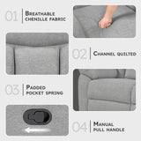 Lexicon Manual Double Recliner Loveseat for Living Room, Chenille Fabric Upholstered Reclining Sofa, Home Theater Seating, Easy Assembly, Recliner Love Seat Couch, Gray Lexicon