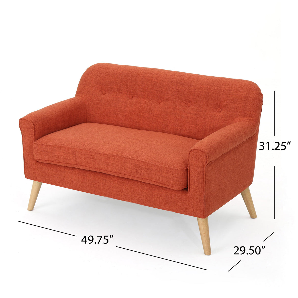 Christopher Knight Home Mariah Mid-Century Modern Loveseat, Muted Orange Christopher Knight Home