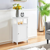 Yaheetech Single Door Floor Cabinet, Bathroom Free Standing Storage Organizer with Adjustable Shelf, Narrow Side Cabinet for Living Room, White Yaheetech