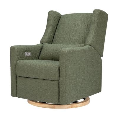 babyletto Kiwi Glider Recliner w/Electronic Control and USB | in Olive Boucle w/Light Wood Base, Greenguard Gold Certified