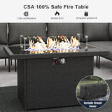 LayinSun 9 Pieces Aluminum Patio Furniture Set, Modern Modular Sectional Sofa with Fire Pit Table and Upgrade Thickness Cushion LayinSun