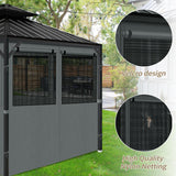 aonear Gazebo Privacy Curtains 10' x 10' with Mosquito Windows, 4-Panels Side Wall with Zipper Universal Replacement for Patio, Outdoor Canopy, Garden and Backyard, Gray (Curtain Only) aonear