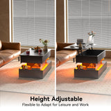 Oransail 40" Lift Top Coffee Table, Led Coffee Table with 3 Fabric Storage Drawers and Hidden Compartmen, Farmhouse Coffee Tables for Living Room Oransail