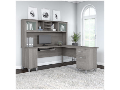 Bush Furniture Somerset 72W L Shaped Desk with Hutch - WoodArtSupply