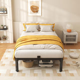 ROIL 14 Inch Twin Size Bed Frame with Mattress Slide Stopper - Single Black Basic Anti Squeak Steel Slats Metal Platform, Heavy Duty Noise Free Easy Assembly Bedframes, No Box Spring Needed ROIL