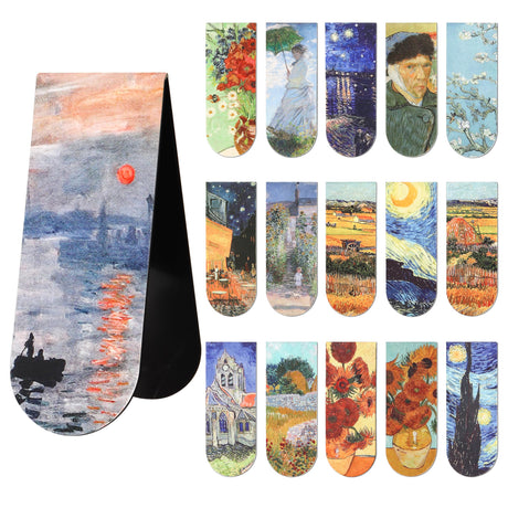Chambom 16 PCS Magnetic Bookmarks - Bookmarks for Book Lovers, Bulk Bookmarks, Oil Painting Magnetic Bookmarks for Women, Men, Kids, Students Chambom