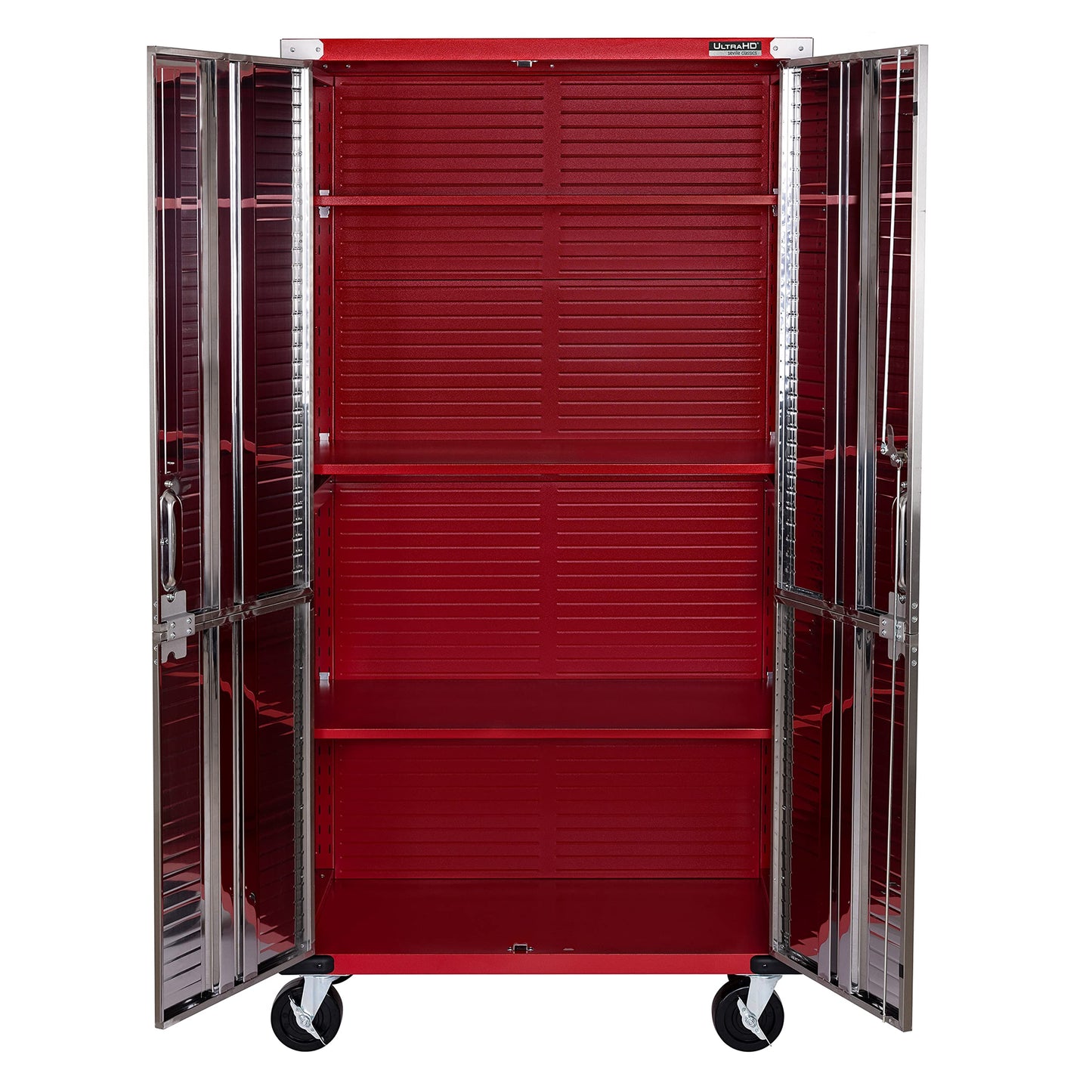 Seville Classics UltraHD Solid Steel Rolling Lockable Metal Storage Cabinet Locker Organizer w/Adjustable Shelves for Garage, Warehouse, Office, Classroom, 36" W x 18" D x 72" H, Red - WoodArtSupply