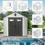Domi 8x8 FT Outdoor Resin Storage Shed, All-Weather Double-Wall Storage Building for Backyard, Garden, Lawn Tools, Mower, Bike & Pool Equipment, Lockable Doors, Ventilated Roof, Grey domi outdoor living
