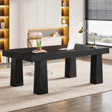 Tribesigns 5ft Conference Table, Heavy Duty Rectangular Modern Industrial Meeting Table with 4 Tapered Legs for Office, Black Workstation for Home or Business (1, Black) Tribesigns