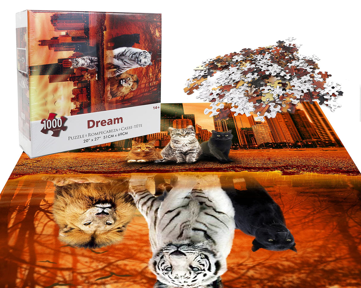 Jigsaw Puzzles 1000 Pieces Puzzles for Adults, Cat Tiger Puzzle Animal Adult Toys, 27x20 Unique Difficult and Challenge Large Puzzle Game Toys Gift Lzbabyily