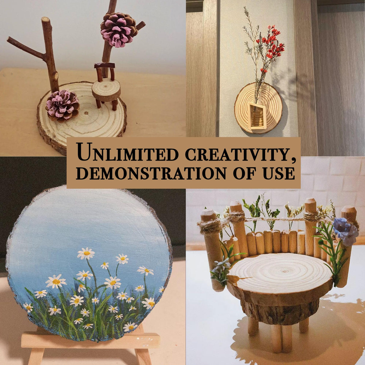 10 Pcs Large Wood Slices for Centerpieces - Rustic Wood Centerpieces for Tables, Natural Wood Slabs, Ideal for Weddings, Crafts, and DIY Projects (8-9 inch) Rochoseng