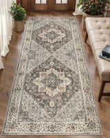 Tangsoo 2x6 Washable Runner Rug for Hallways, Non Slip Vintage Runner Rug, Soft Low Pile Long Rug Runner, Print Distressed Brown/Grey Carpet Runners for Kitchen Bedroom Entryway Bathroom Living Room Tangsoo