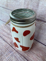Cow print mason jars/cowhide decor/farm animal party decor/cow centerpieces/cattle decor/western decor jars (Regular Mouth Pint 16oz, No Lid Insert, Black Cowhide Print) Generic