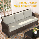 Aluminum Patio Sofa Outdoor Couch with Upgraded Cushions, All-Weather Outdoor 3 Seats Sofa Couch for Pool Garden Porch Backyard, Grey SUNVIVI OUTDOOR