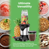Suavo Smoothie Blender 1100W Portable Personal Blender for Shakes and Smoothies with 2 * 22Oz To-Go Cups & Lids, Includes Portable Coffee Grinder and 10Oz BPA-Free Travel Cup Countertop Mixer Blender SUAVO