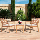 Werph 3 Piece Outdoor Patio Furniture Set, Wooden Conversation Patio Set with Padded Cushion Chairs and Coffee Table, Acacia Wood Lounge Conversation Set for Porch Balcony Deck Backyard Werph
